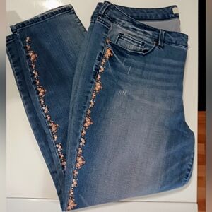 Vintage America Blues Embroidered Boho Capri Size 16